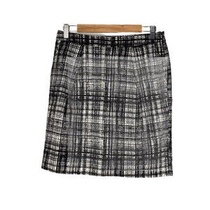 Ann Taylor Loft Women’s Pencil Skirt black white zip short skirt Size 4